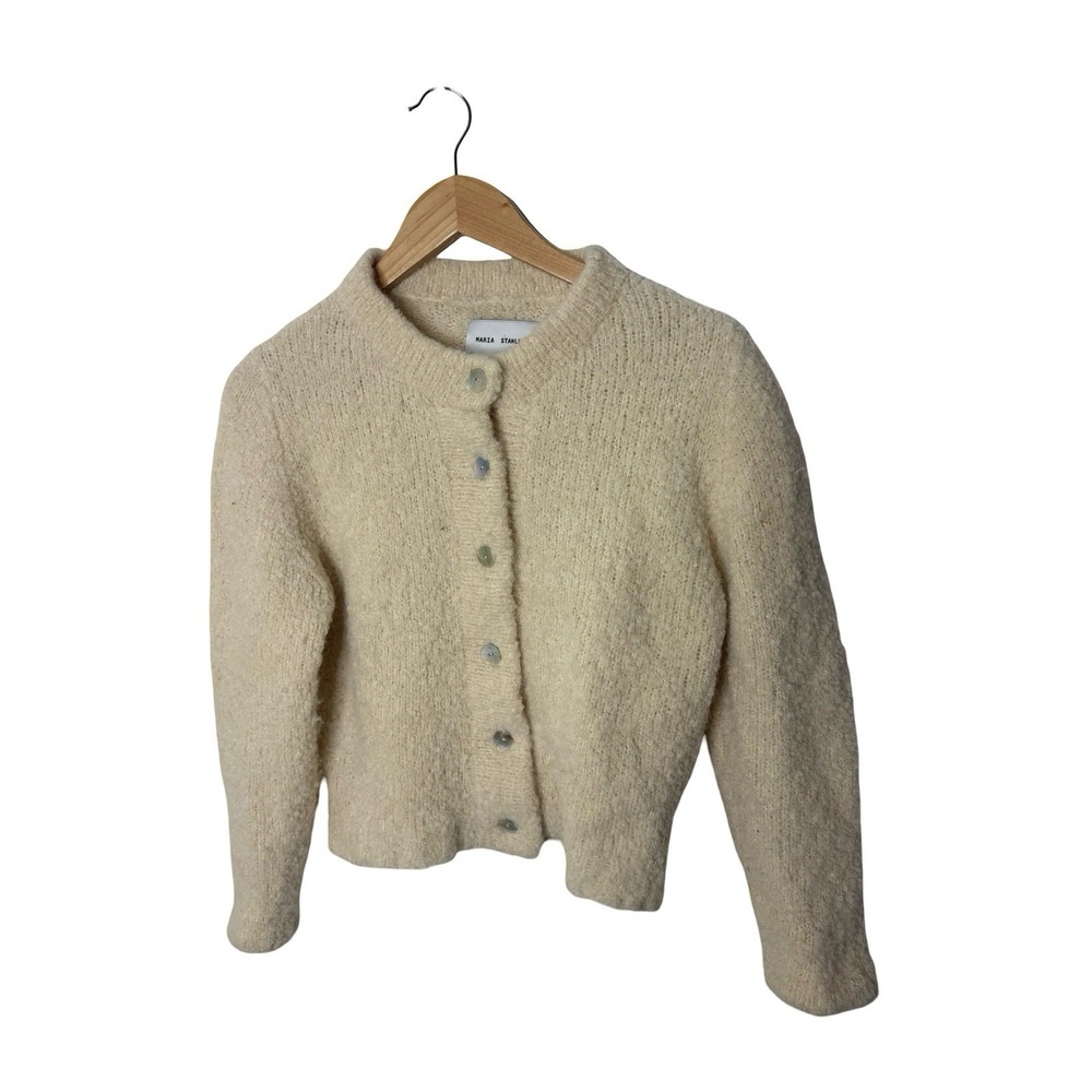 Maria Stanley Brushed Cardi cream ivory baby Alpaca wool Blend